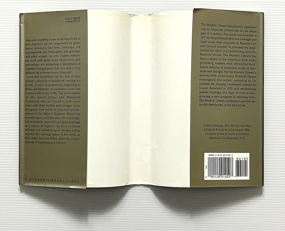 Sense and Sensibility by Jane Austen Modern Library Novel HC DJ 1995 - Image 4 of 4