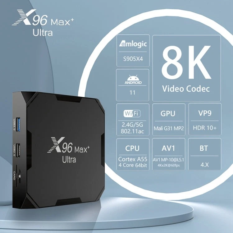 H96 Max+ Ultra 4GB+32GB Amlogic S905X4 8K Smart TV BOX Android 11.0 Media Player - image 2 of 4