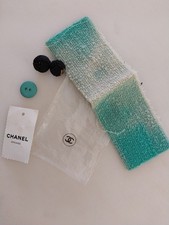 Vtg Chanel Gold Logo Fabric Knotted Black Buttons W/ Mint Button  Fabric Swatch