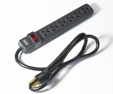 Staples FS-066 6-Outlet 4FT Power Extender 15A 125V 60HZ 1875W Gray E312174