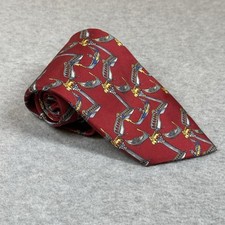 Venezia Mens Neck Tie Silk Burgundy/Gold Gondolas Print 100 Silk Made In Italy