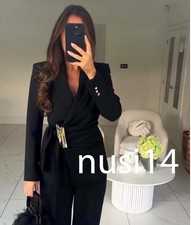 ZARA NEW WOMAN BUCKLE BLAZER KNOT DEATIL JACKET BLACK XS-XL 9363/590/800