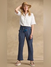 NWT Sundance Living Catalog Campari Pull On Pants Striped Cotton Blue Size XXL