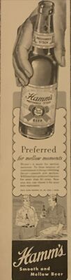 1947 Hamms Beer Preferred Stock VTG 1940s PRINT AD Smooth & Mellow St Paul MN