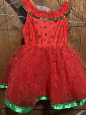 Art Stone dance costume red with Green Lace Very Well Made
