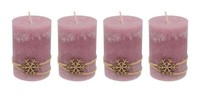 4 Adventskerzen Kerzen Stumpenkerzen Rosa Schneeflocke Gold Weihnachten
