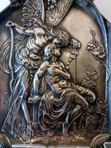 Jugendstil Amor and Psyche, versilbertes Metallbild - Bild 5 von 8