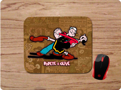 POPEYE & OLIVE OYL OIL COLLAGE CUSTOM COMPUTER MOUSE PAD MAT NONSLIP NEOPRENE
