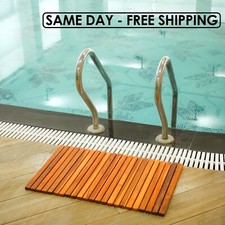 Wooden Shower Bath Mat, Non-Foldable,Non-Slip,Floor,Teak Wood- 31.4x19.6 inches