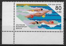 Berlin 1986 ** Mi 751 Sport 80Pf Pomoc sportowa od krawędzi narożnika narożnik lewy dolny 064A
