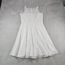 Nine West Dress Womens 4 White Sleeveless Lace Spring Summer Beachy Nautical