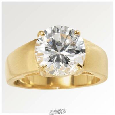 Women's Cubic Zirconia Solitaire Ring Gold 10 14k Gold-Plated Sterling ...