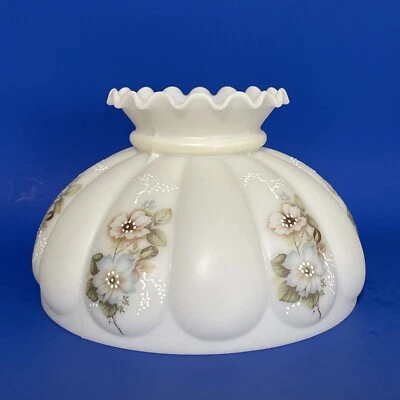 Vintage GWTW 10" Fitter Blue Pink Hurricane Oil, Electric Glass Melon Lamp Shade