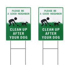 Please Clean Up After Your Dog Sign 2 Pack, 13"X10" Corrugated Plastic Yard Sign
