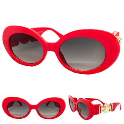 Oversized Vintage Retro Style SUNGLASSES Big Thick Red Oval  display picture 2