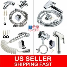 Toilet Bidet Sprayer Stainless Steel Diaper Shower Spray Hose T-Adapter Kit US