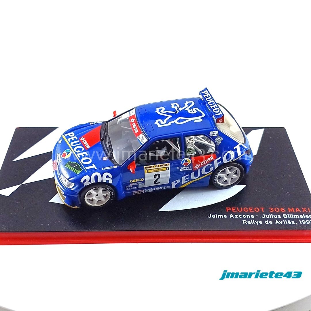 Solido - Peugeot 306 Maxi #2 Rallye De Avilés 1997 - Miniature Diecast 1:18 - Voiture De Rallye Bleue Détaillée - Idée Cadeau Pour Collectionneurs