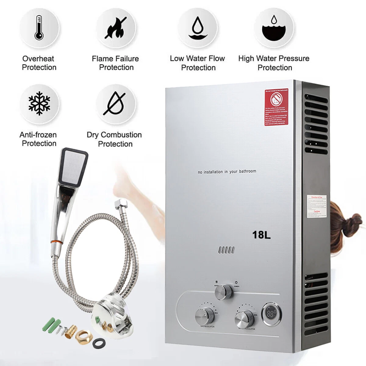 8/10/12/16/18/24/30L Gas Hot Water Heater Tankless LPG Propane Instant  Shower | eBay