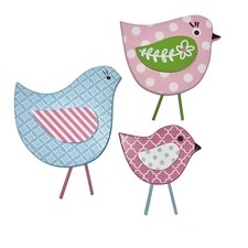 Wooden Set of Birds Wall Hangings Girl Baby Nursery Decor