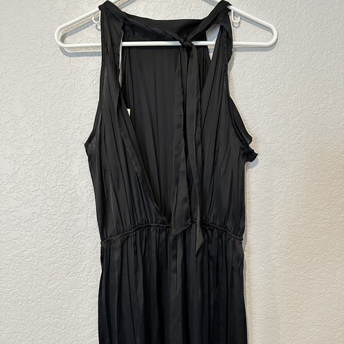 New Zara Satin Effect Wrinkle Look Ruffled Halter Black Jumpsuit Small 9878/098 - Picture 7 of 10