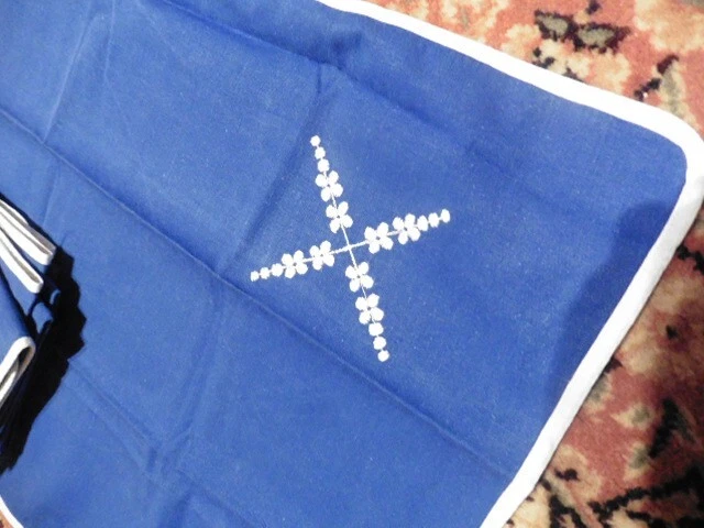 vintage 6 serviettes de table coton bleu broderie biais 38x46 cm - Photo 2/4