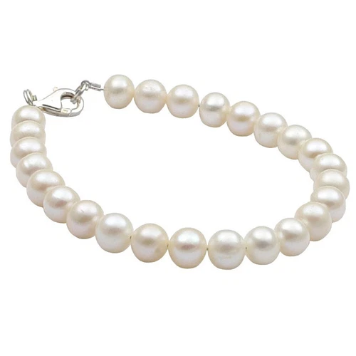 Freshwater Cultured Pearl Bracelet Cream White Pearl Bracelet Classic Wedding