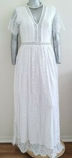 WOMAN ROMANTIC BOHEMIAN MAXI LACE & GUIPURE OCCASION DRESS  XL Zip short sleeve