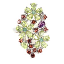 925 Sterling Silver Ring Oval Peridot Emerald Rhodolite Sapphire Gemstone 8.5