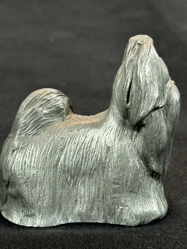 1977 Pewter Shih Tzu Dog Mini Figure Statue P. Davis Rowcliffe #TB10