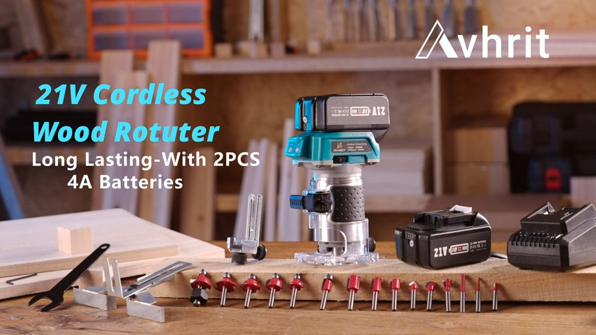 Avhrit 21V Cordless Wood Hand Palm Router for Trimmer Cutting 2*4000mAh ...