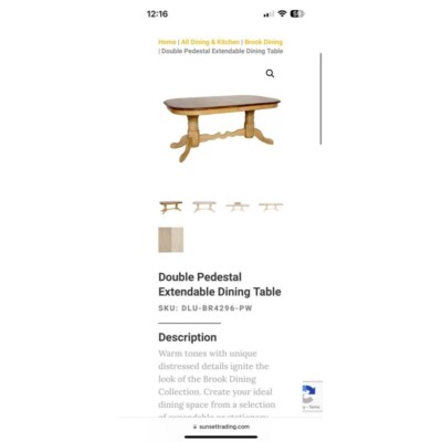 Sunset Trading Brook Double Pedestal Dining Table - Sunset Trading DLU-BR4296-PW
