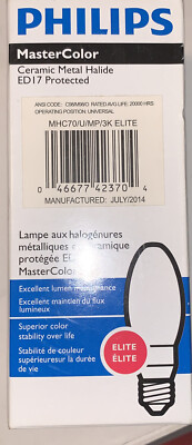 PHILIPS MHC70/U/MP/3K Elite MH Bulb,ED17P,E26,6700 lm,70W