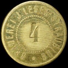 BIERMARKE: "Gut für 1/2 Liter Bier". BRAUEREI J. LESER - STRAUBING / BAYERN.