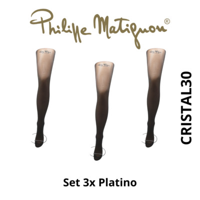 Set of 3x Semi Sheer Matte Tights, 30den, CRYSTAL 30 Philippe Matignon