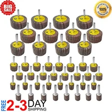 44 Pack 7 Size 80 Grit 1/4" Abrasive Flap Wheel Sander Set Aluminum Oxide New