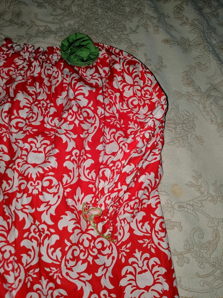 Le Za Me Girls talla Vestido floral rojo y verde 4. Hermoso, clásico Foto 4 de 4