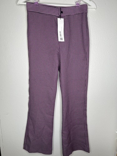 PANTALONES MINI ACAMPANADOS PATA DE GALLO ZARA NUEVOS CON ETIQUETAS Talla Pequeña Rosa/Púrpura - Imagen 15 de 15