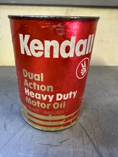 Vintage Kendall Dual Action Heavy Duty Motor Oil Composite One Qt Oil Can - Full