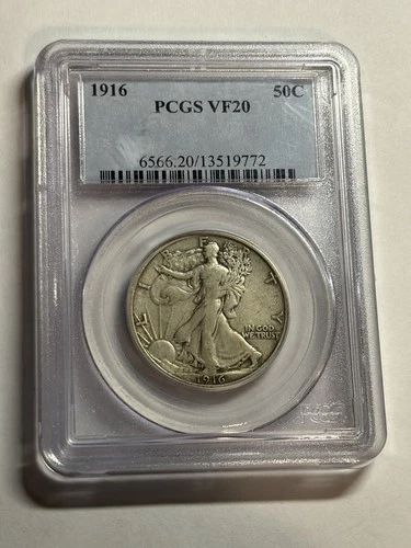 1916 P Walking Liberty Half Dollar PCGS VF20 Tougher Date First Year Of Issue