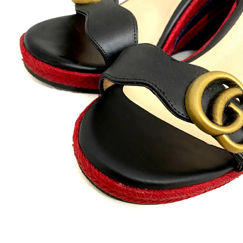 GUCCI Double G Wedge Sole Sandals 624409 Red Blue Shoes 35.5 22.5cm Women's Wome thumbnail 5