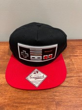 Nintendo NES Game Controller Snapback Bioworld Hat Black Red Adjustable OSFA EUC