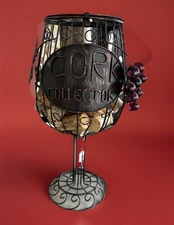 3 Vintage spiral iron wine holder (2 btls  ea) AND Wine Glass Shaped CORK holder