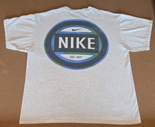 Vintage 90's Nike Grey T-shirt Size Large Made In USA Double Sided Earth