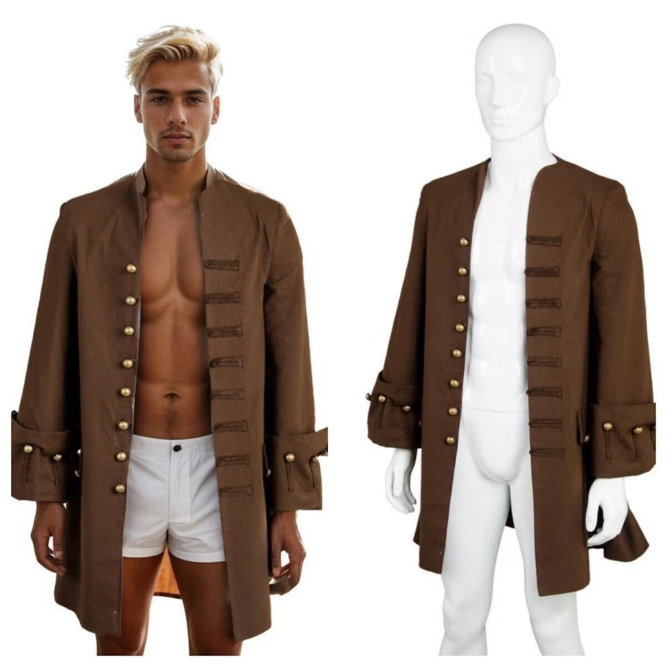 Disfraz de Capitán Jack Sparrow Disfraz Medieval Vintage Chaqueta Pirata Steampunk Foto 4 de 4