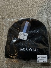Image of Jack Wills Rib Knit Beanie Hat Black Unisex One Size Warm Stretchy New With Tag