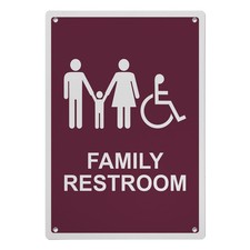 Family Restroom Sign, 8.5 x 11 in", ADA Unisex Family Assisted Sign