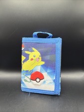 Pokemon Nintendo TriFold Wallet 2017 Blue Pikachu Charmander Bulbasaur Squirtle