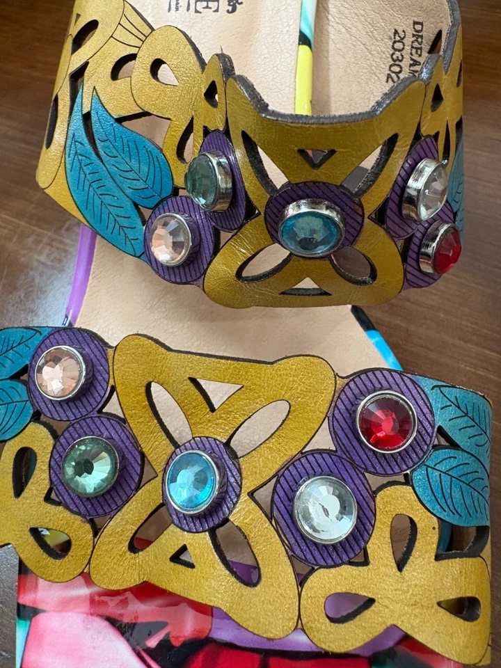 Spring Step L'Artiste Jeweled Embellished Leather Sandals Dreamy-YM, Sz 40 US 9 - Image 4 of 4