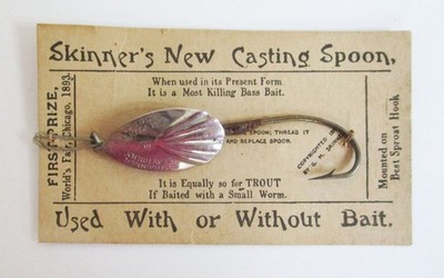 Antique Chicago World's Fair 1893 Skinner's New Casting Spoon Fishing Hook Card