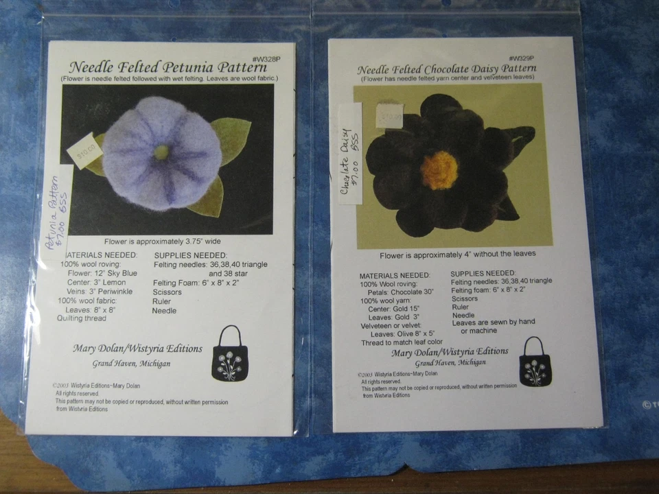 LOT OF 14 NEEDLE FELTED WOOL FLOWER, NECKLACE, PURSE AND HAT PATTERNS Mary Dolan - Image 4 of 4